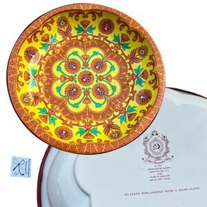 Daher Decoratedware 1971 Vibrant Bright Round Floral Metal Bowl